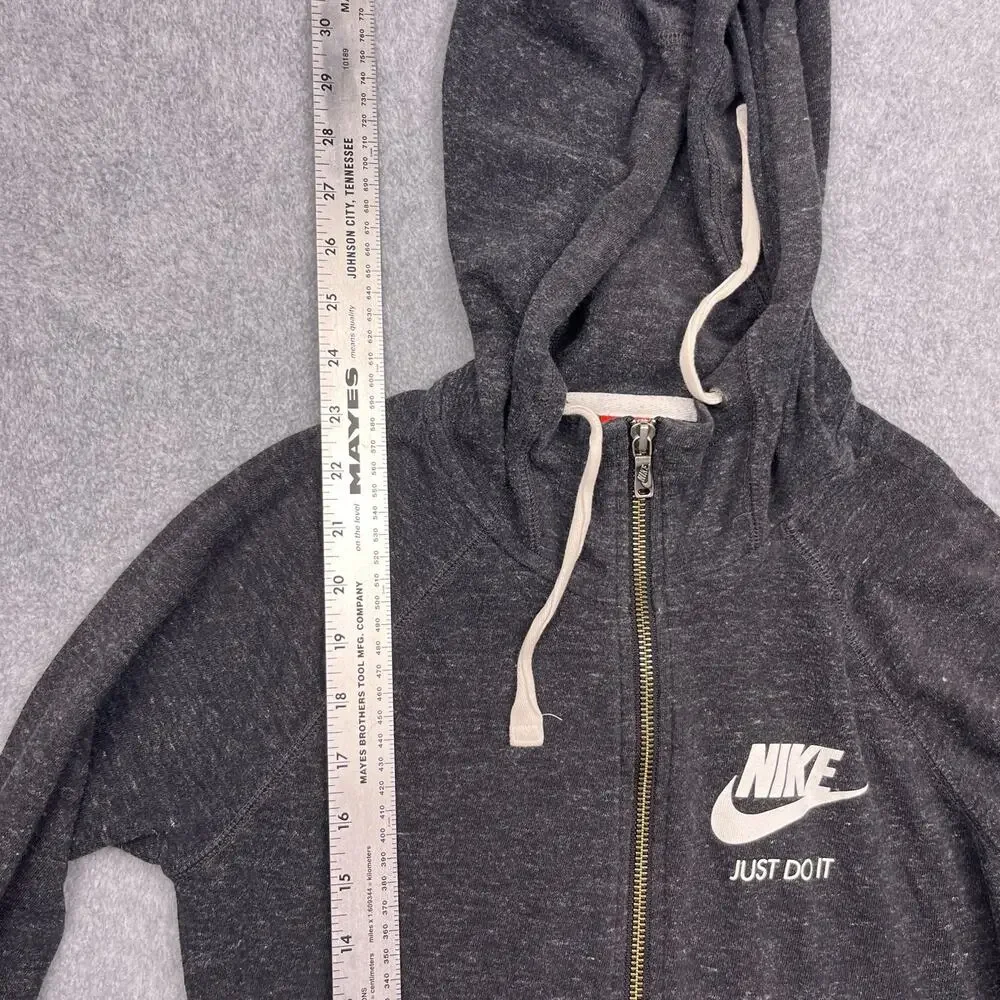 nike‎ gym vintage full zip hoodie gray xs